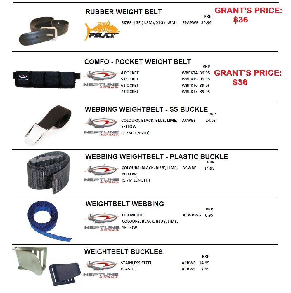 WEIGHT BELTS AND POCKETS