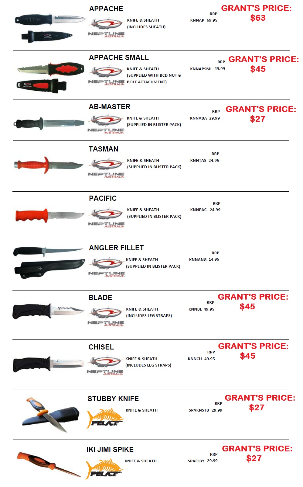 FREEDIVING AND SPEARFISHING KNIVES