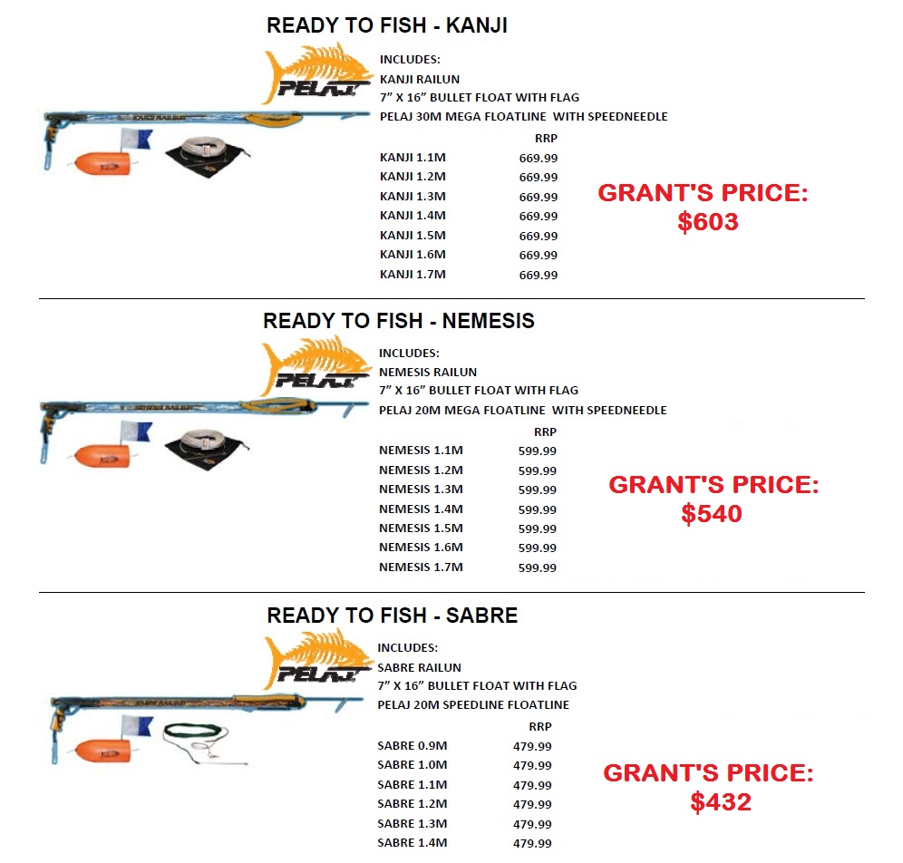 KANJI / NEMESIS / SABRE READY TO FISH SPEARO PACKAGES