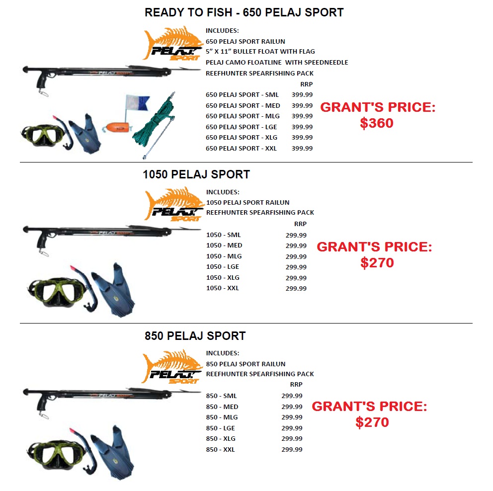 650 PELAJ SPORT / 1050 PELAJ SPORT / 850 PELAJ SPORT READY TO FISH SPEARO PACKAGES