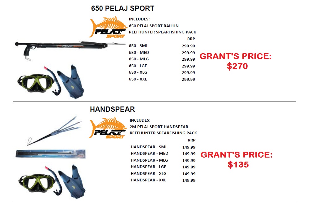 650 PELAJ SPORT / HANDSPEAR READY TO FISH SPEARO PACKAGE