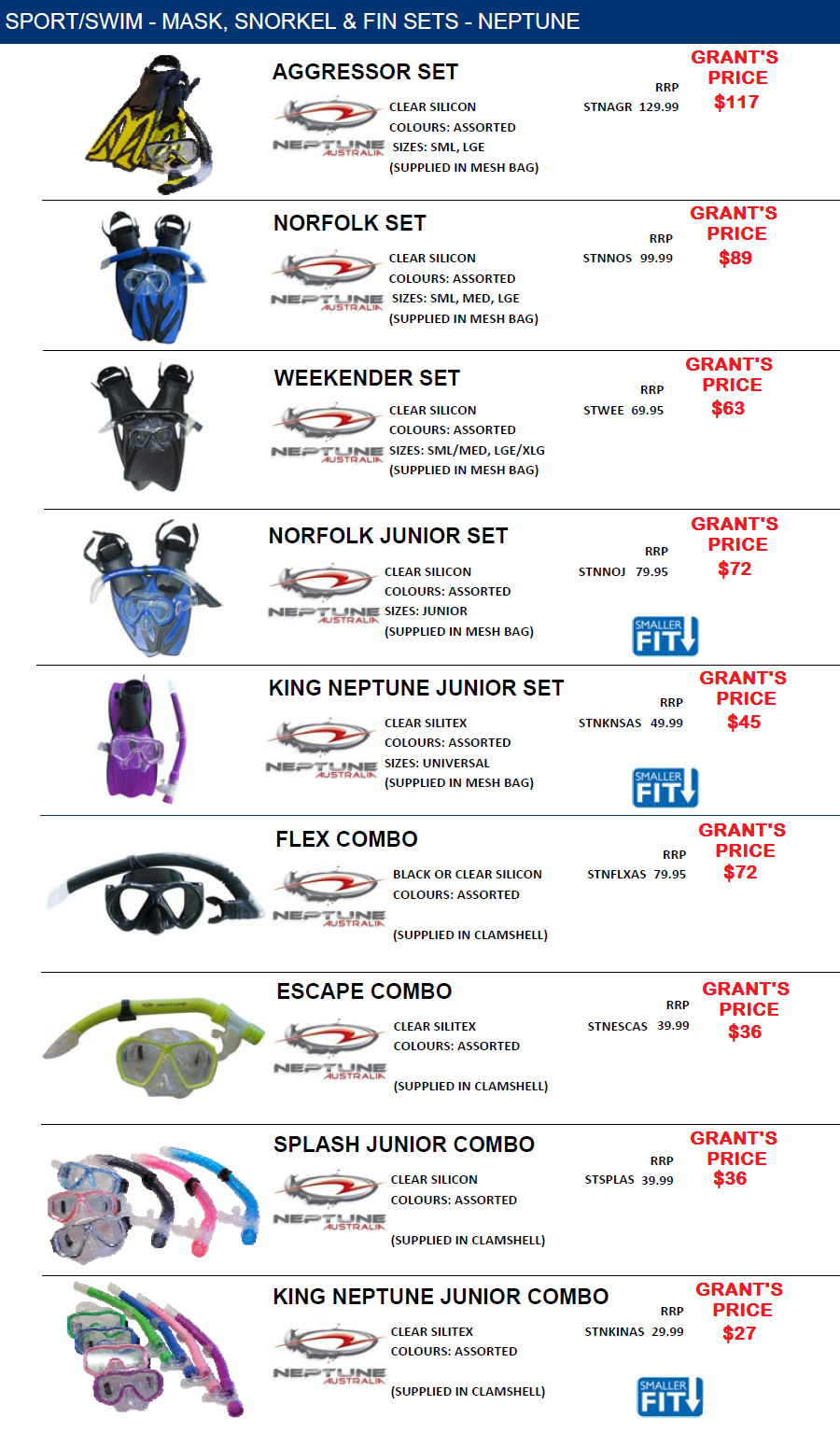 MASK SNORKEL FIN SETS