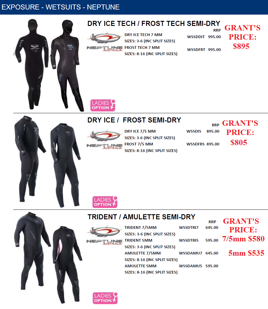 NEPTUNE SEMI DRY WETSUITS