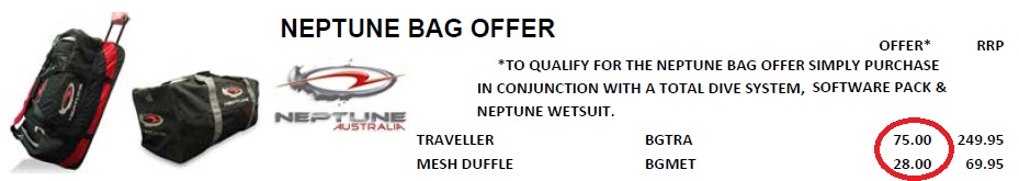 NEPTUNE DIVE BAG OFFER