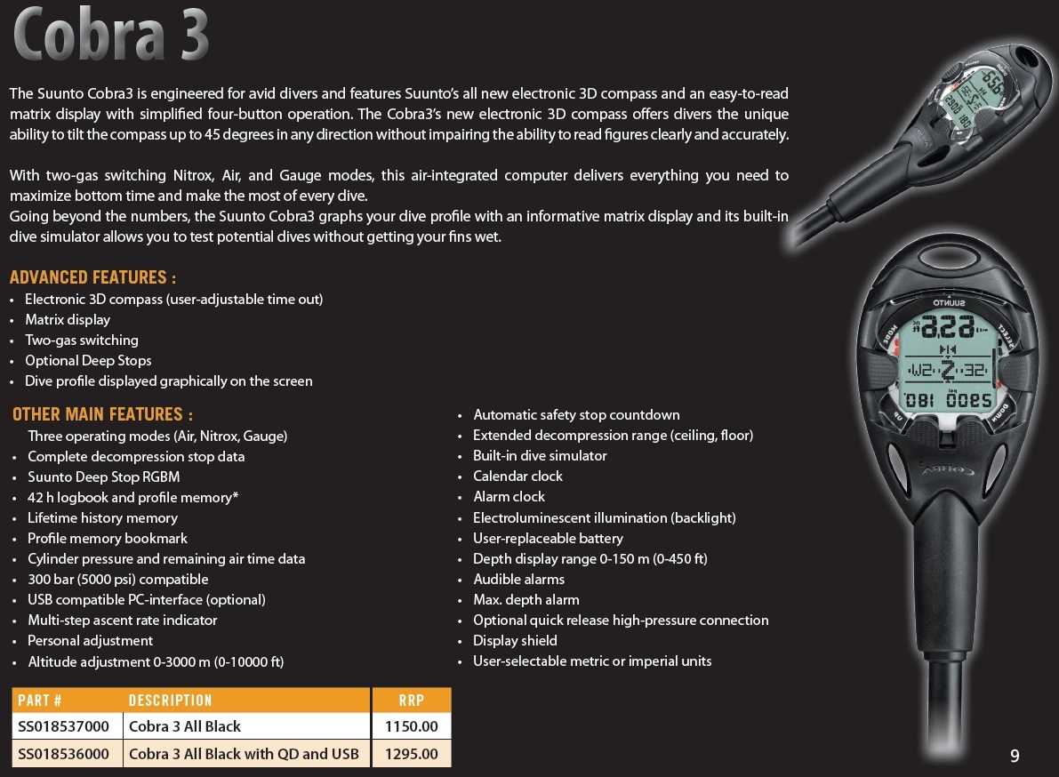 SUUNTO COBRA 3 DIVE COMPUTER