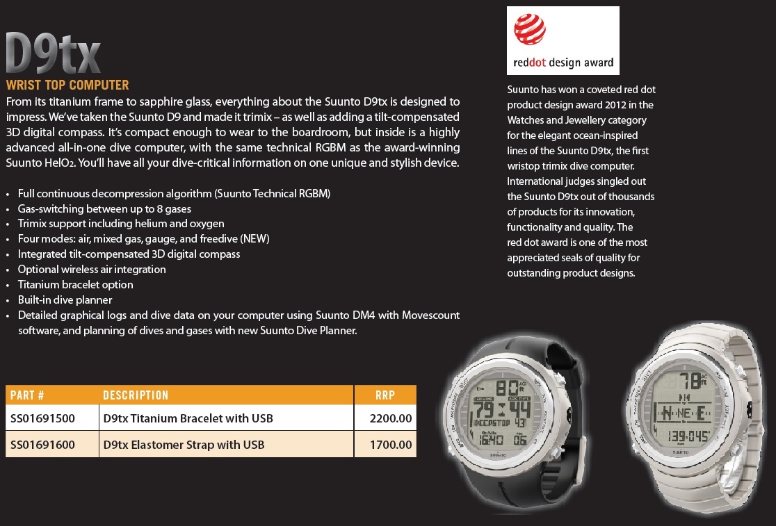 SUUNTO D9TX DIVE COMPUTER