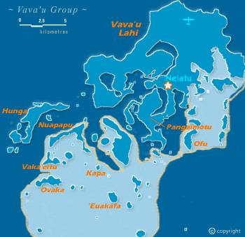 Map of the Vavau Group of Islands