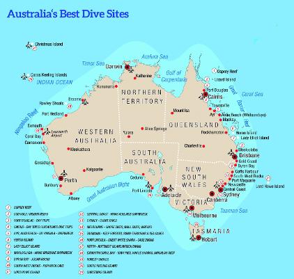 Best Diving In Australia Map